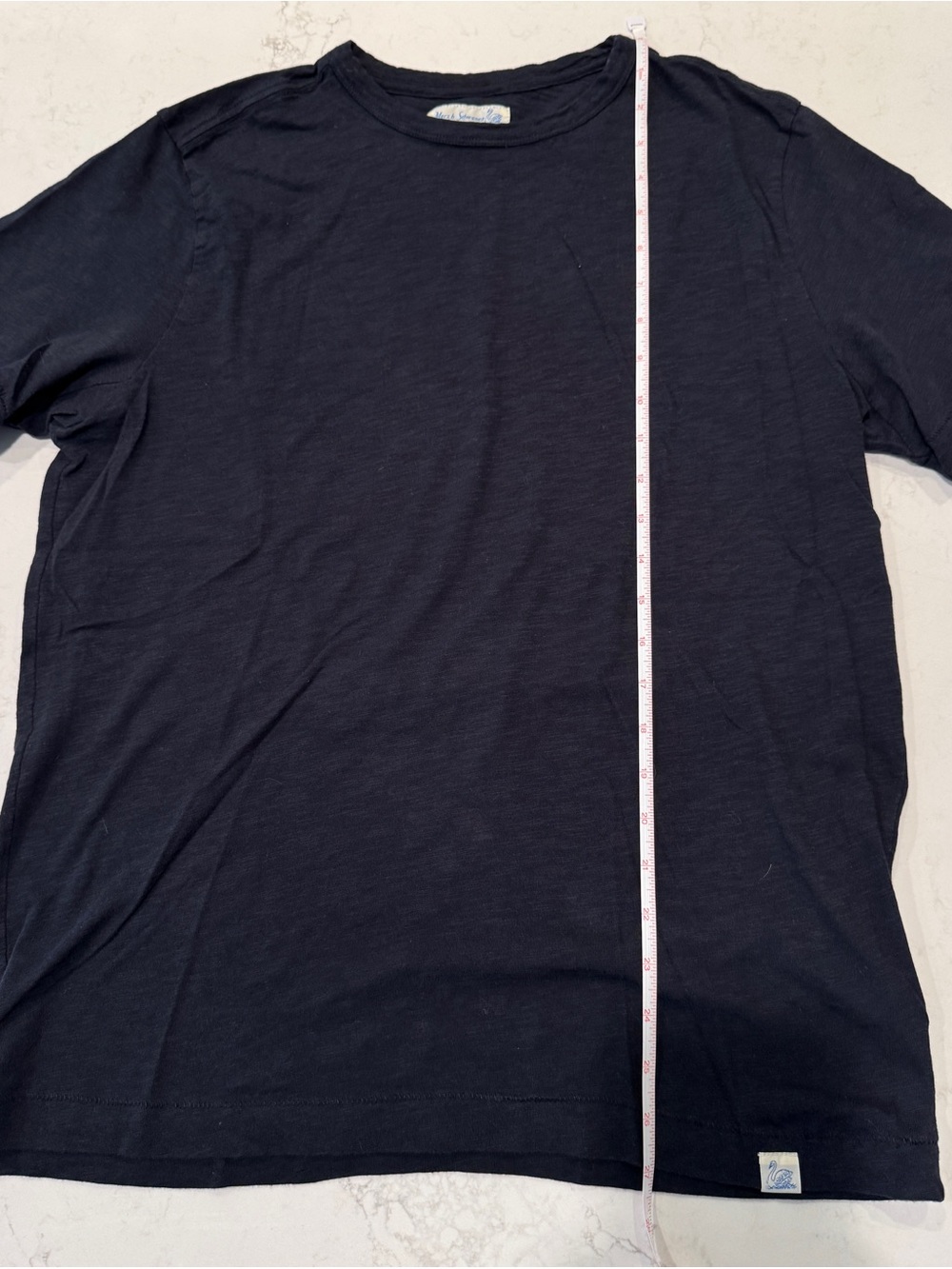 Merz b Schwanen Navy Crewneck Pima Slub Cotton, T-Shirt, 5.8oz